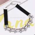 Black Velvet Choker Flower Crystal Pendant Women Necklace